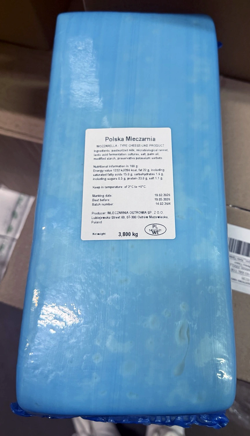Сир моцарела 22% (продукт) "Mleczarnia Ostrowia" 4 кг — изображение 2